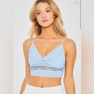 Blue back elastic adjustable straps cotton eyelet bralette. New with tags.